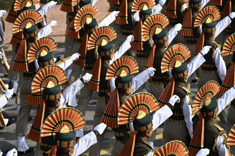 India is celebrating its 72nd Republic Day on Tuesday. In this image, cadets are seen marching along Rajpath during the Republic Day Parade in New Delhi on January 26,